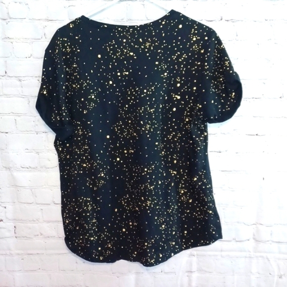 Ana,Womans Black Black &Gold Polka Dot Short Sleeve Pocket T Shirt L  New - Picture 7 of 7